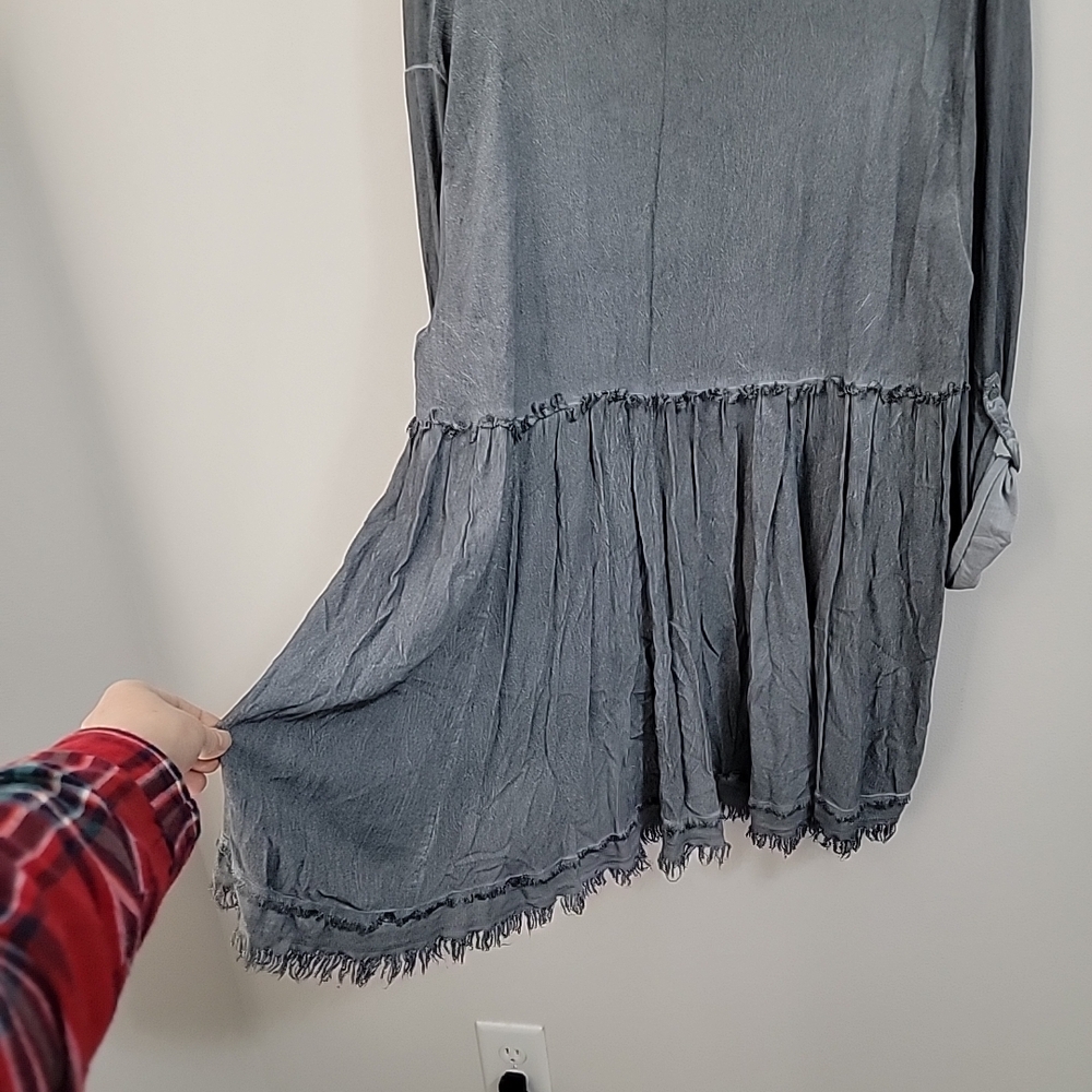 Umgee Washed Charcoal Gray Long Sleeve Tunic Top Size XL EUC - Picture 5 of 9